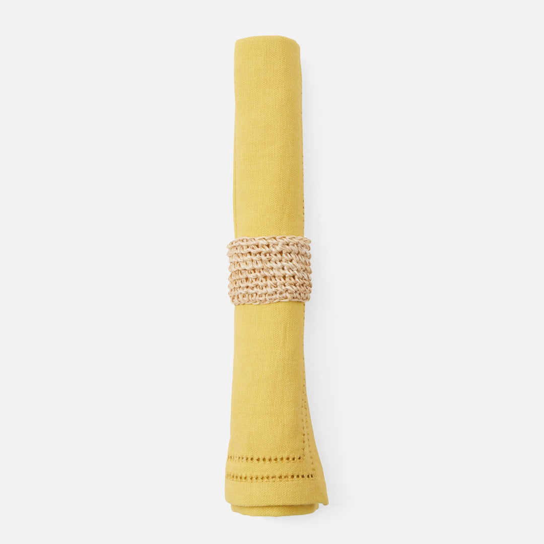Emmy Natural Crochet Napkin Ring Abaca Pack/4 Boxed
