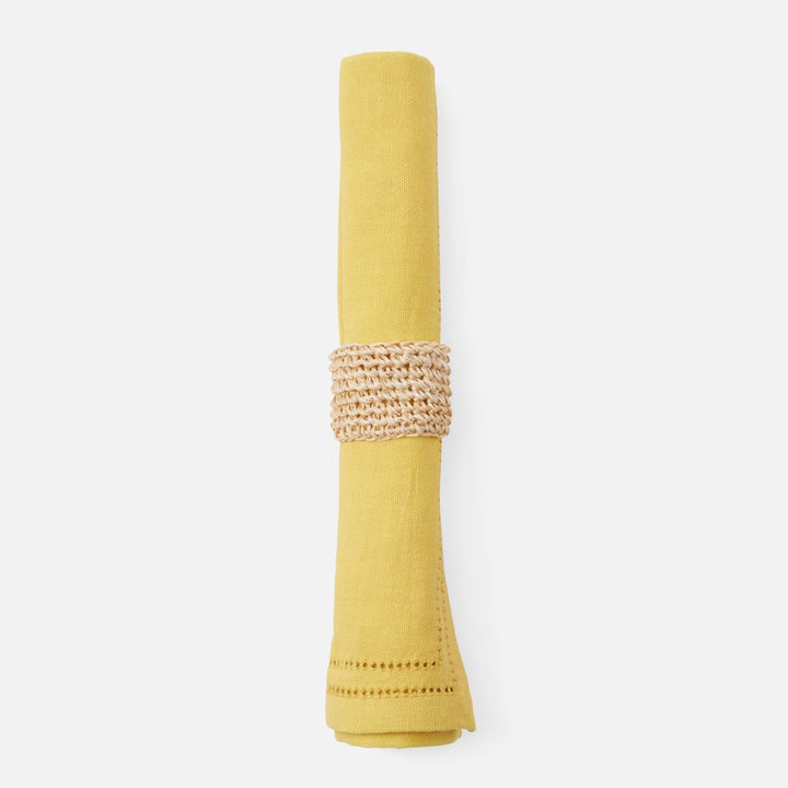 Emmy Natural Crochet Napkin Ring Abaca Pack/4 Boxed