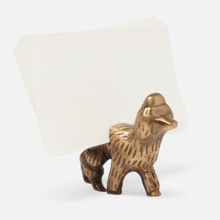 Gianluca Antique Brass Poodle Card Holder Metal Boxed Set Of 4