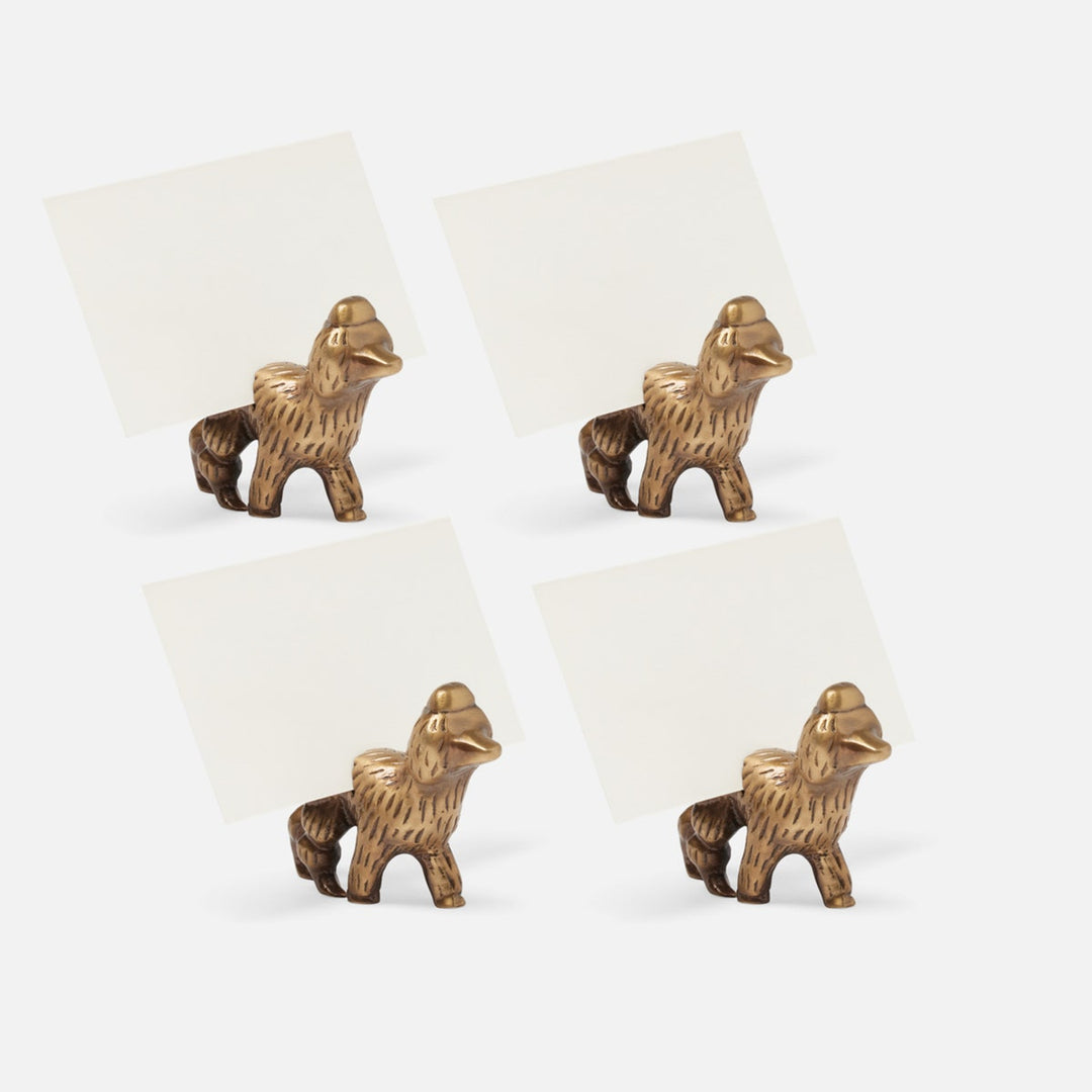 Gianluca Antique Brass Poodle Card Holder Metal Boxed Set Of 4