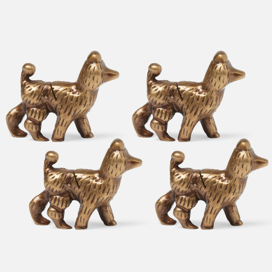 Gianluca Antique Brass Poodle Card Holder Metal Boxed Set Of 4