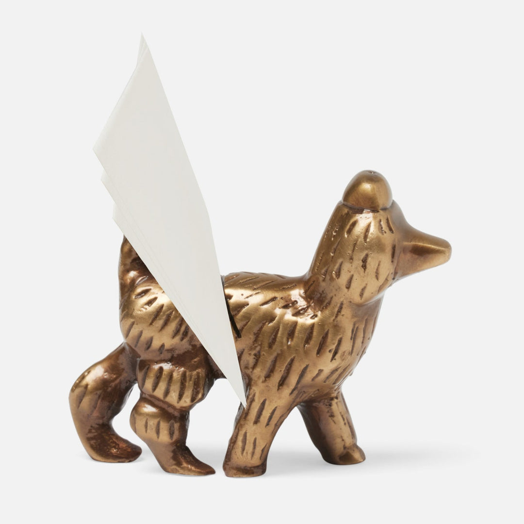 Gianluca Antique Brass Poodle Card Holder Metal Boxed Set Of 4