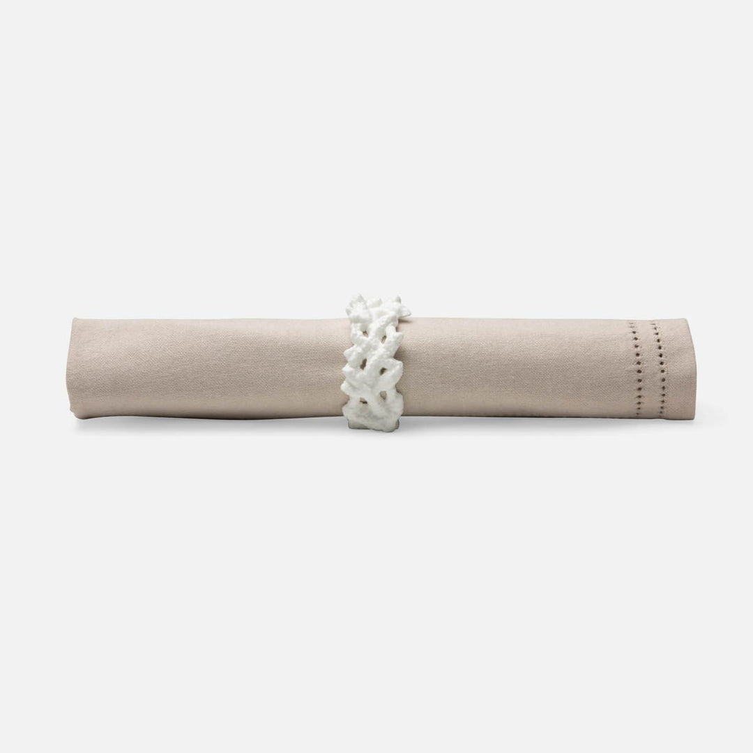 Greta White Porcelain Coral Napkin Rings Boxed Set Of 4