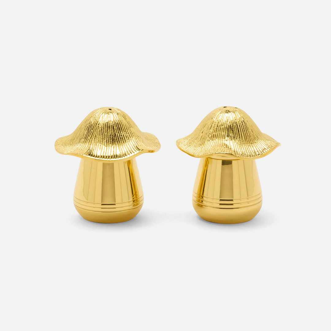 Heidi Polished Gold 1 Set Of Mushroom Salt And Pepper Shakers Brass Boxed