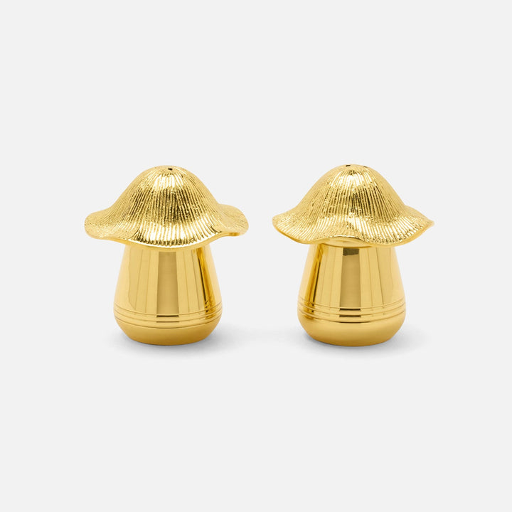 Heidi Polished Gold 1 Set Of Mushroom Salt And Pepper Shakers Brass Boxed