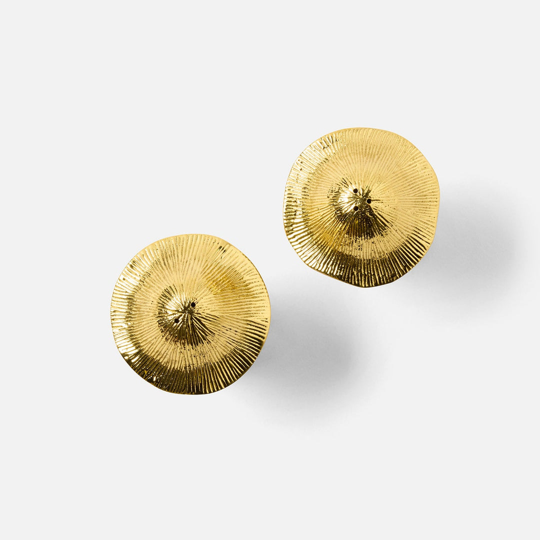 Heidi Polished Gold 1 Set Of Mushroom Salt And Pepper Shakers Brass Boxed