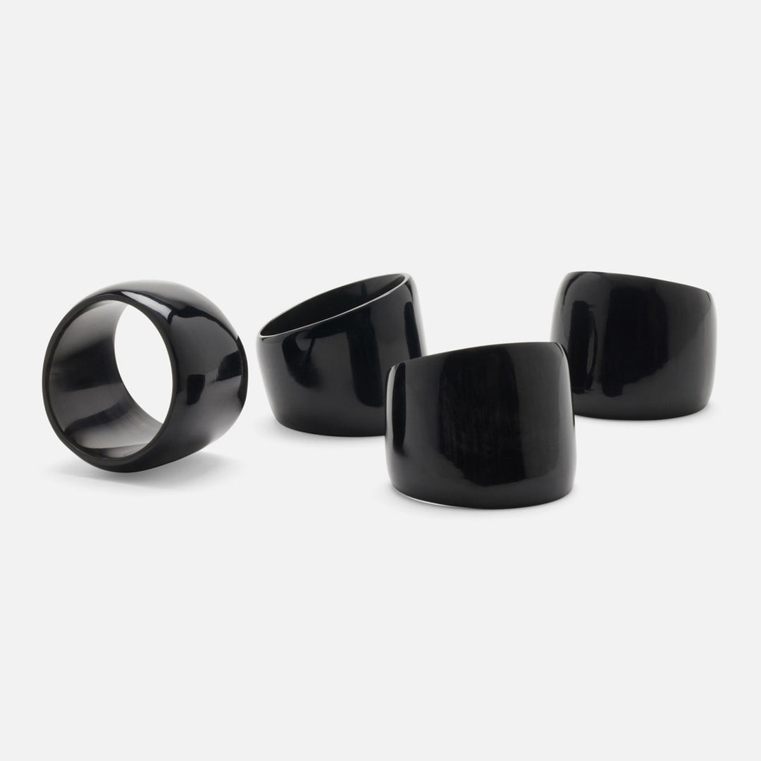 James Black Napkin Ring Horn Boxed Set Of 4