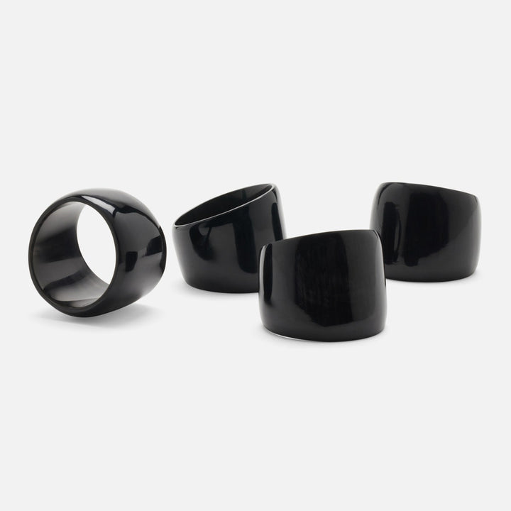 James Black Napkin Ring Horn Boxed Set Of 4