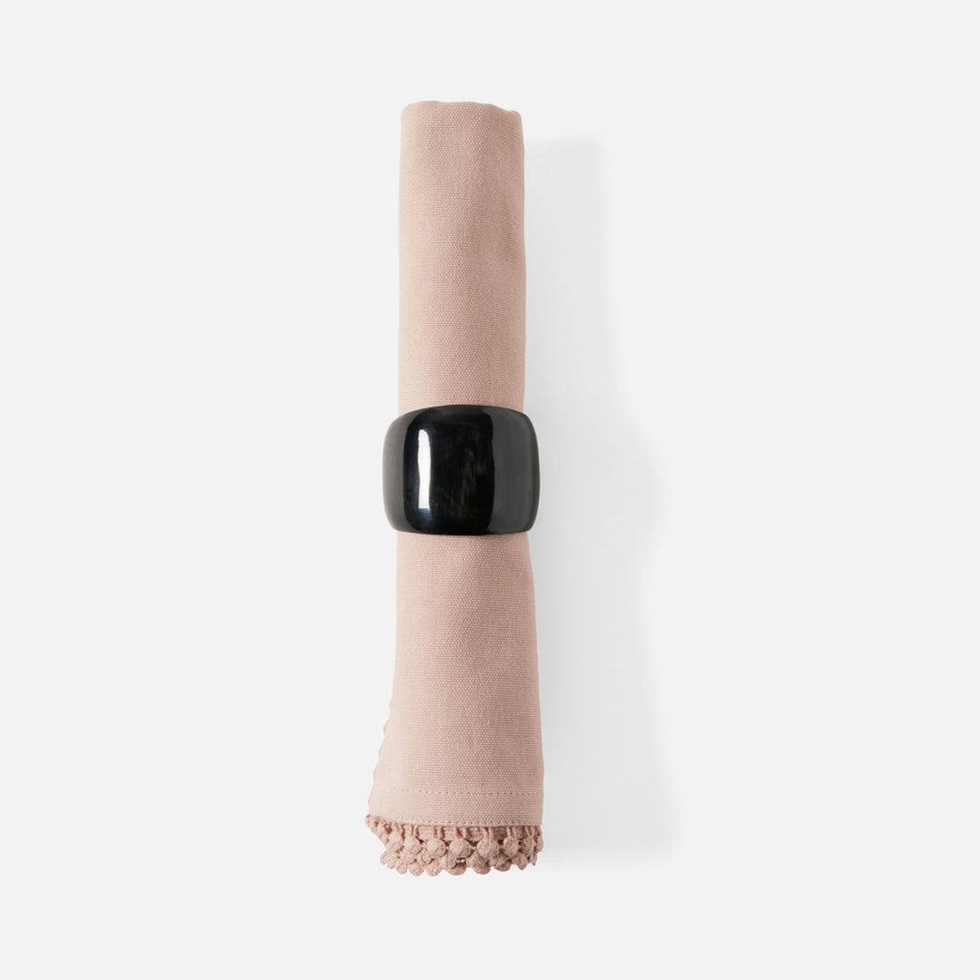 James Black Napkin Ring Horn Boxed Set Of 4
