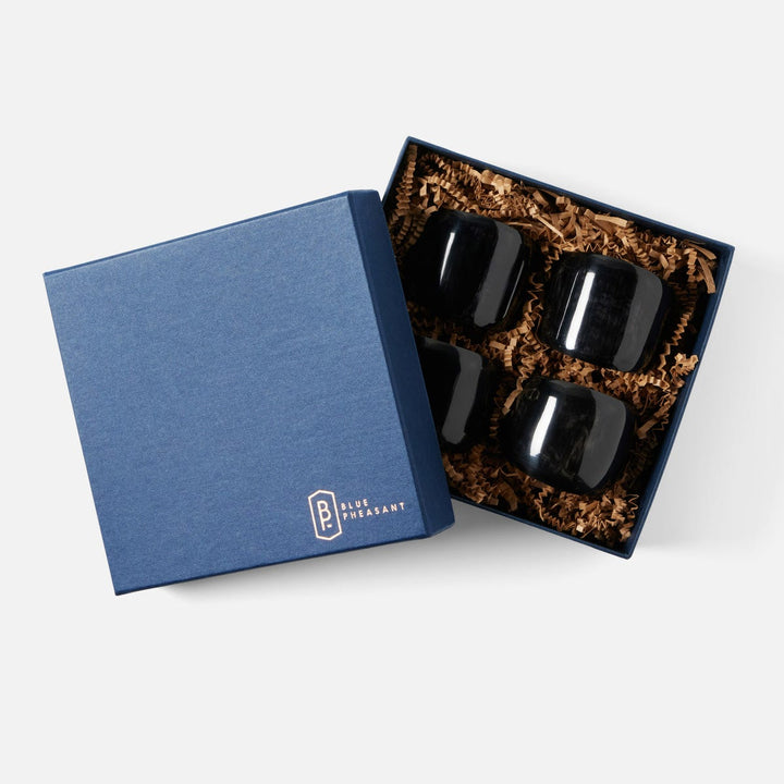 James Black Napkin Ring Horn Boxed Set Of 4