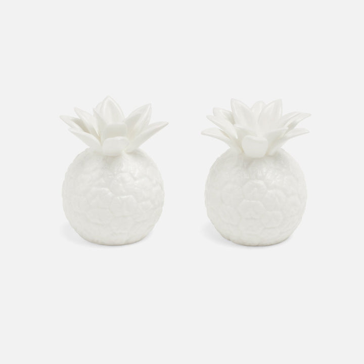 Keely White 1 Set Of Pineapple Salt & Pepper Shakers Porcelain Boxed