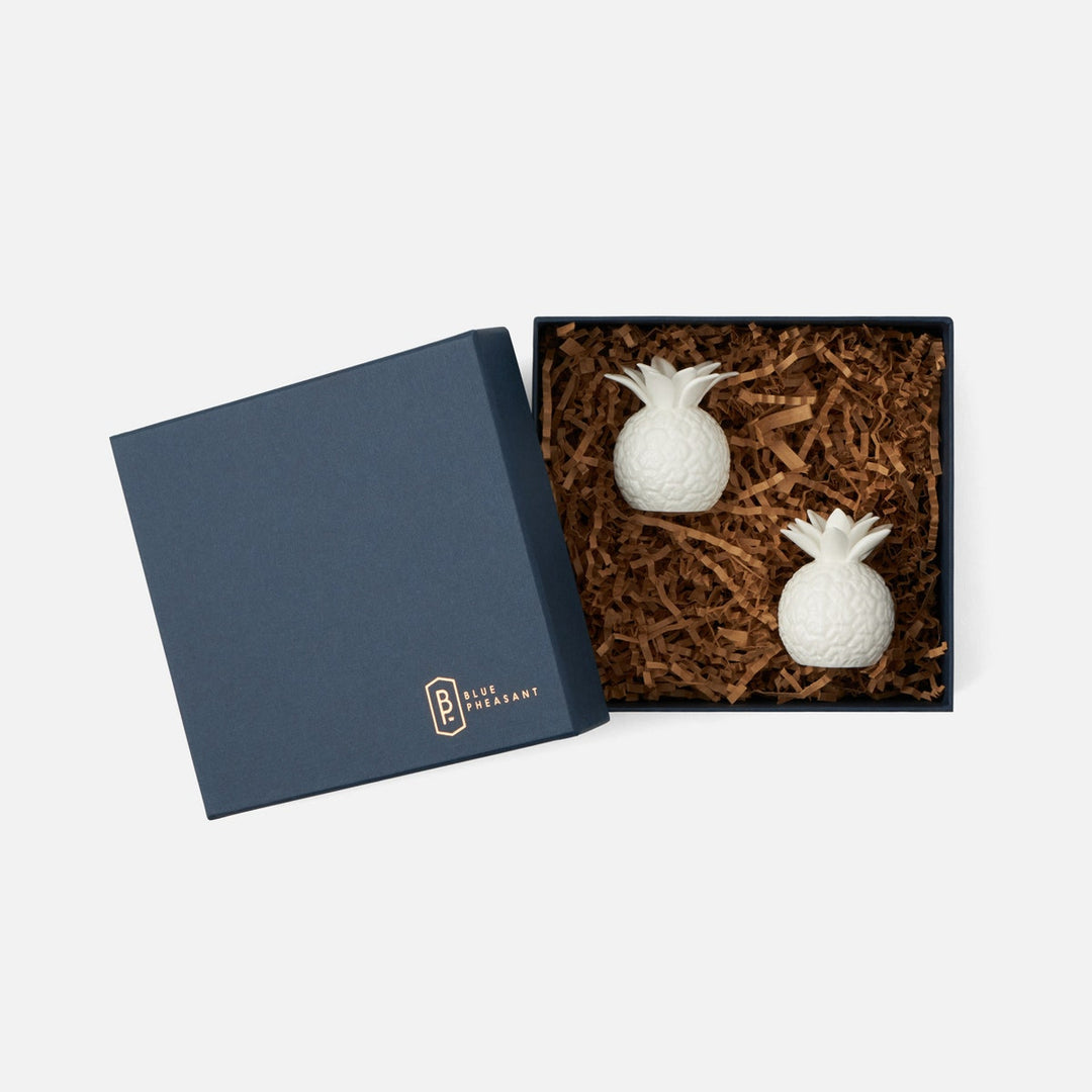 Keely White 1 Set Of Pineapple Salt & Pepper Shakers Porcelain Boxed