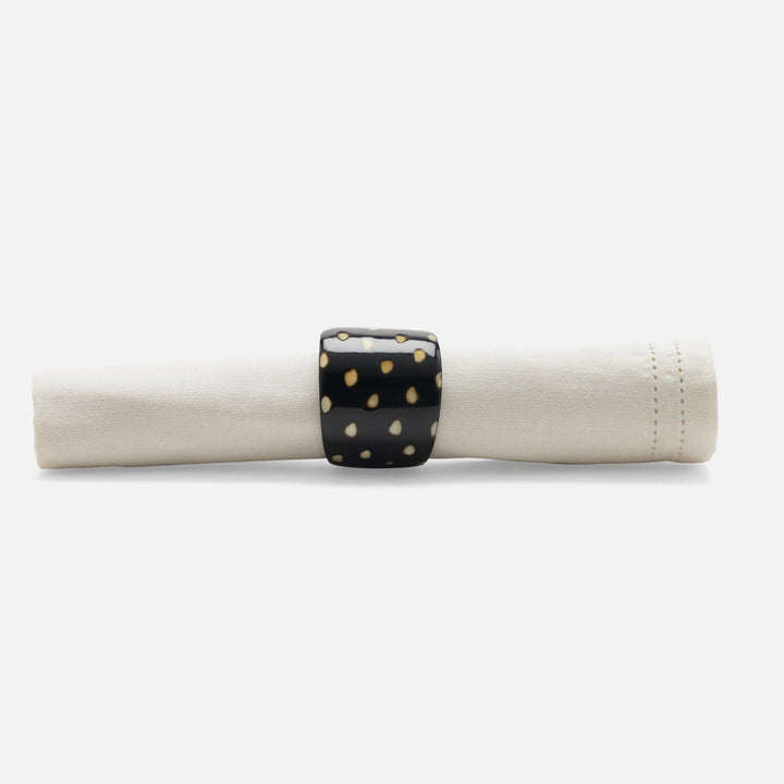 Logan Black Napkin Ring Horn Boxed Set Of 4