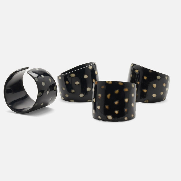Logan Black Napkin Ring Horn Boxed Set Of 4