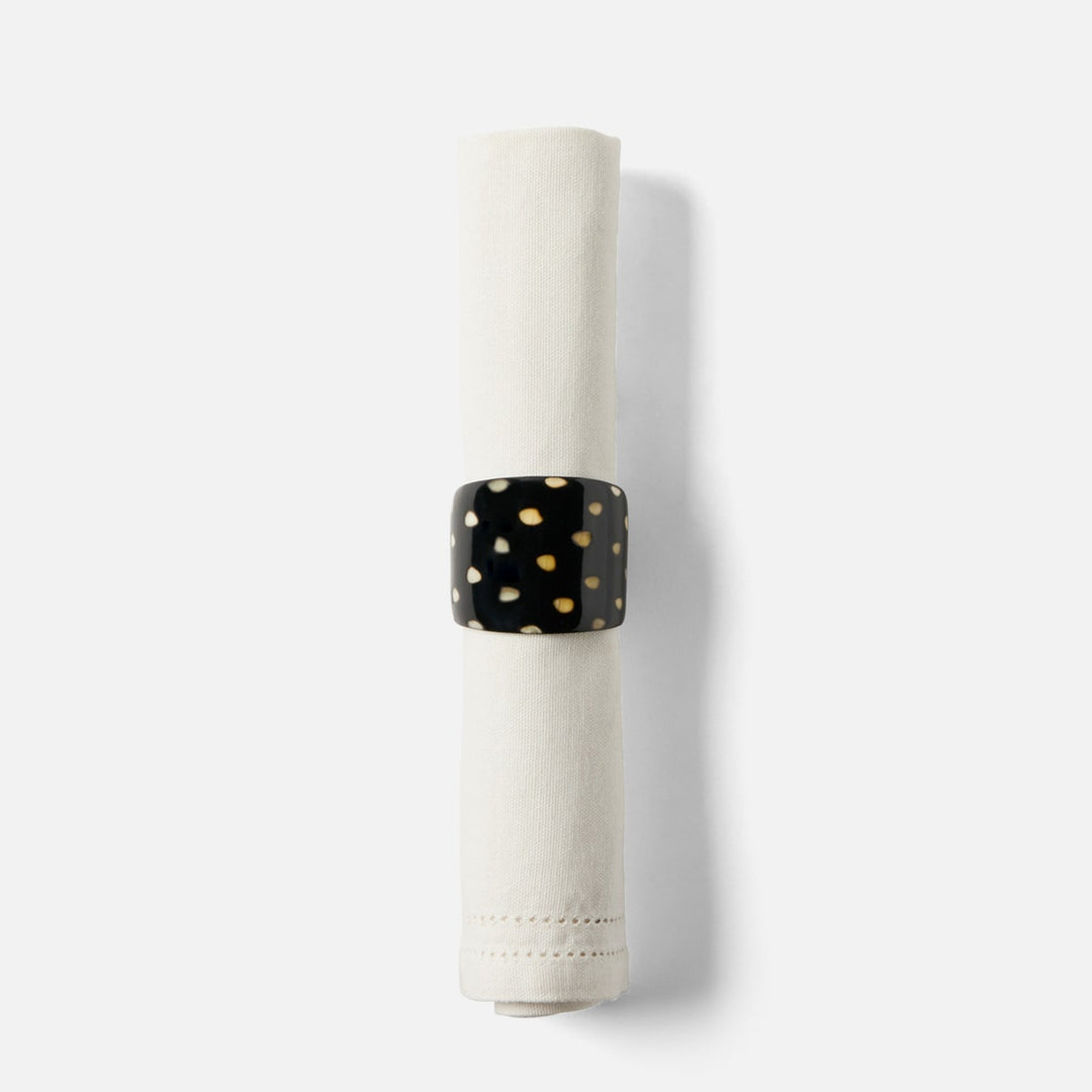 Logan Black Napkin Ring Horn Boxed Set Of 4