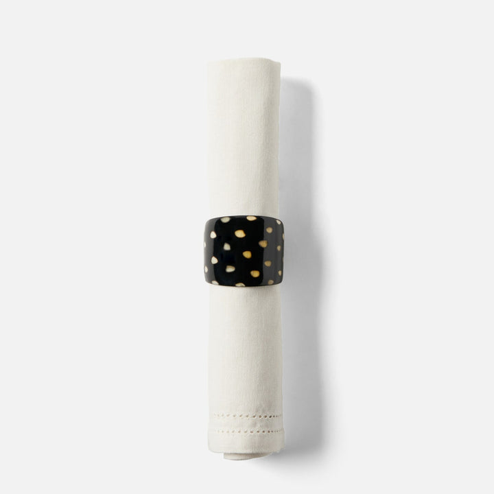 Logan Black Napkin Ring Horn Boxed Set Of 4
