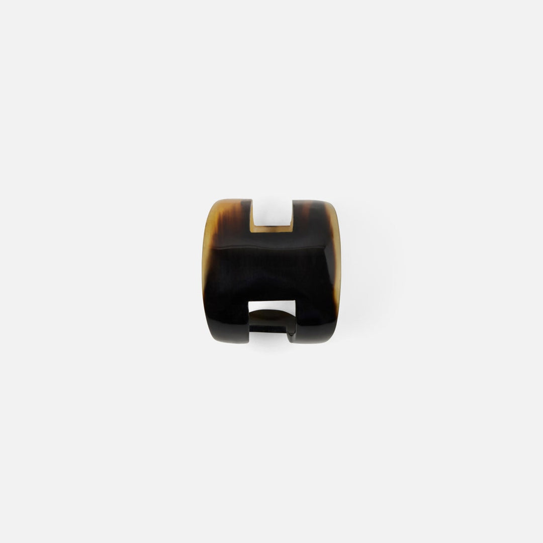 Luna Black/White Horn Napkin Ring Boxed Set Of 4