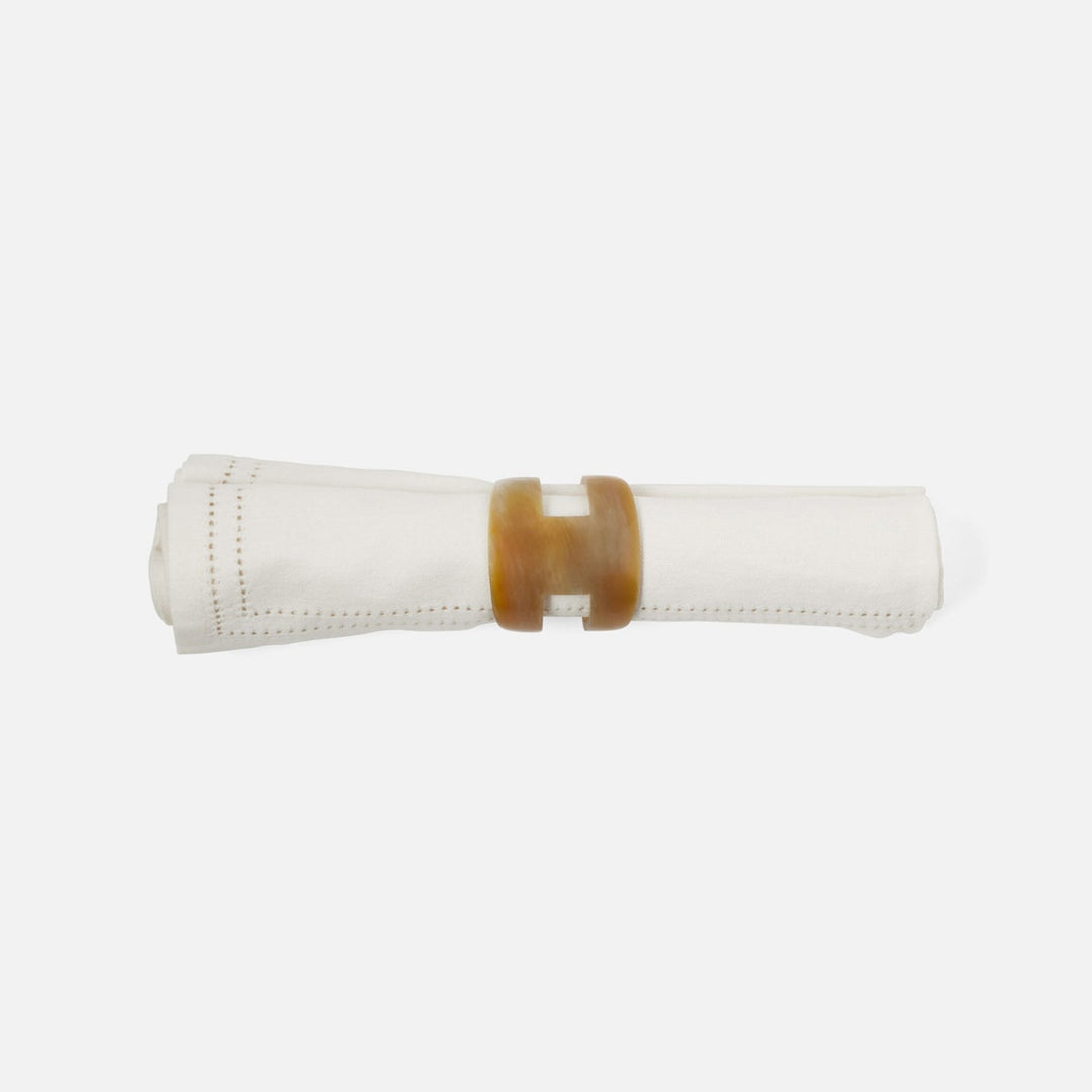 Luna Natural/White Horn Napkin Ring Boxed Set Of 4