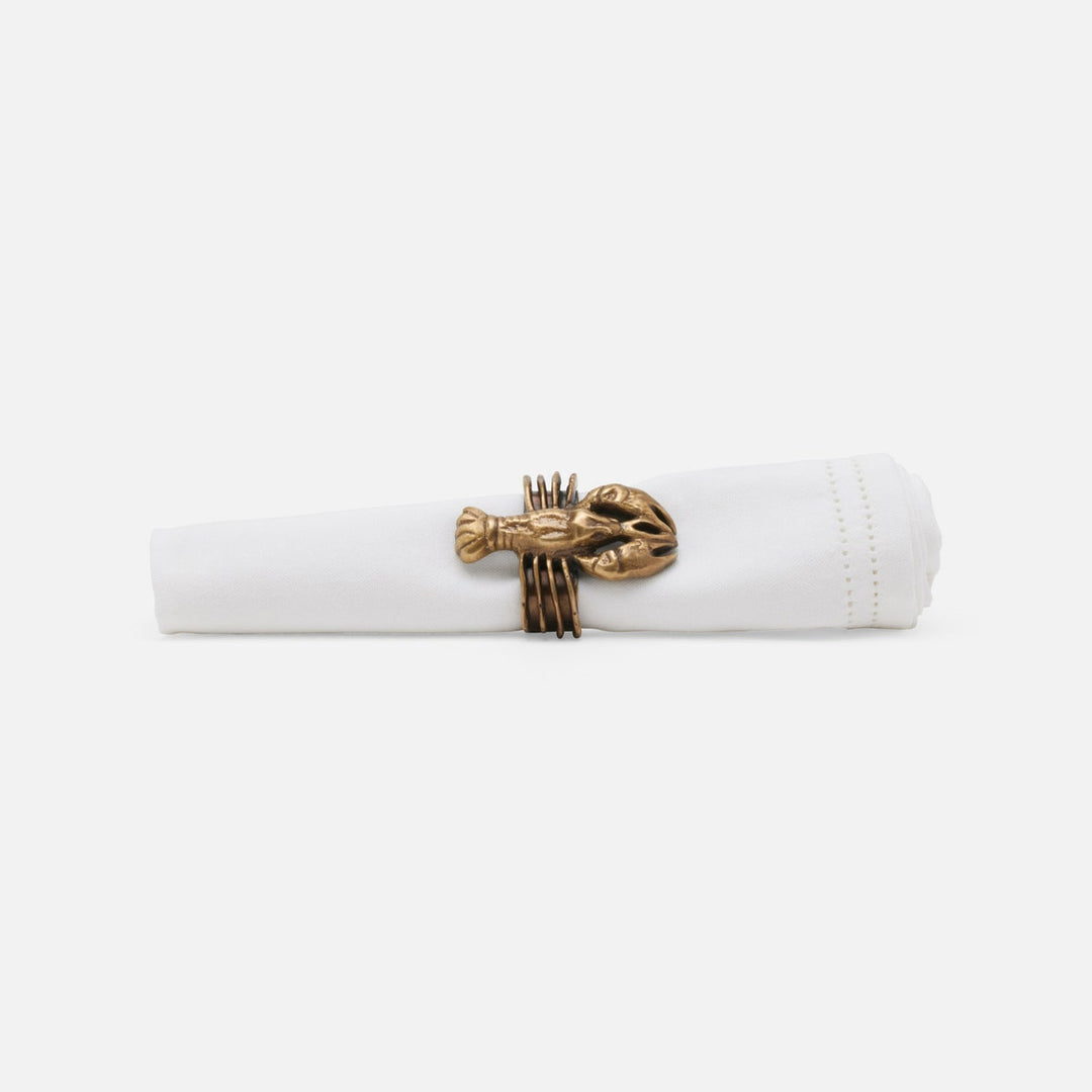 Marlin Antique Brass Lobster Napkin Ring Boxed Set Of 4