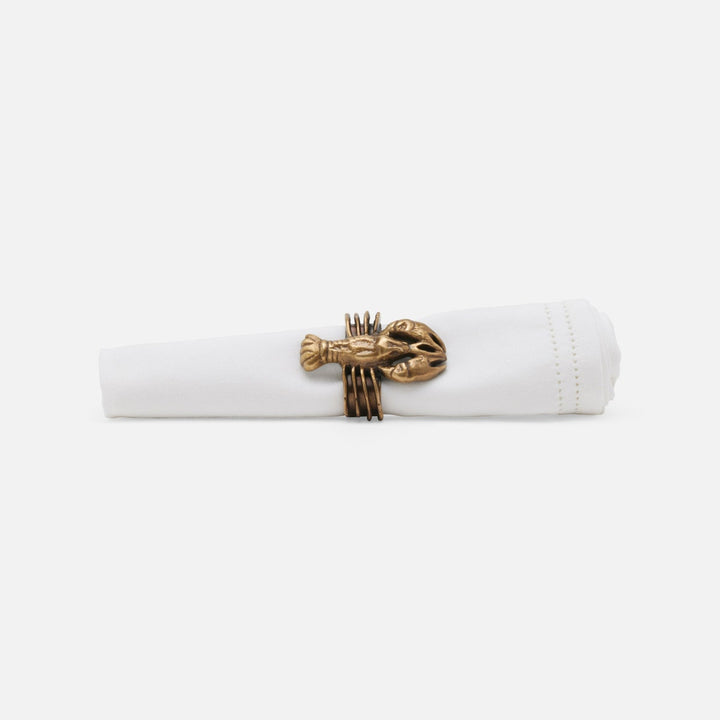 Marlin Antique Brass Lobster Napkin Ring Boxed Set Of 4