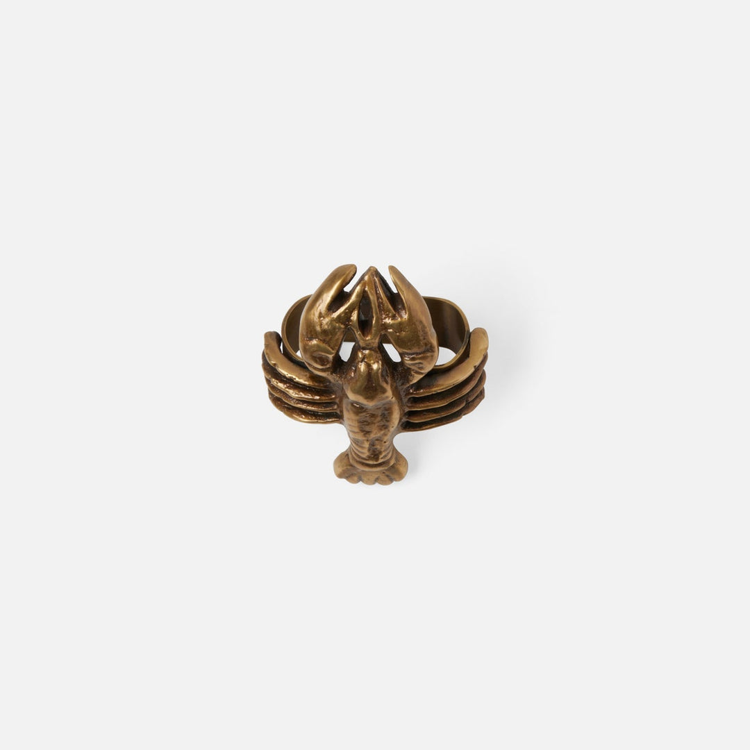 Marlin Antique Brass Lobster Napkin Ring Boxed Set Of 4