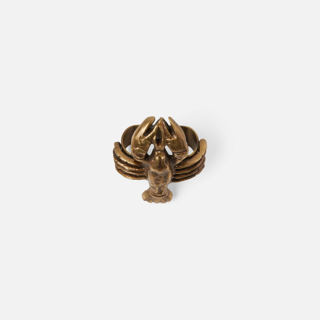 Marlin Antique Brass Lobster Napkin Ring Boxed Set Of 4