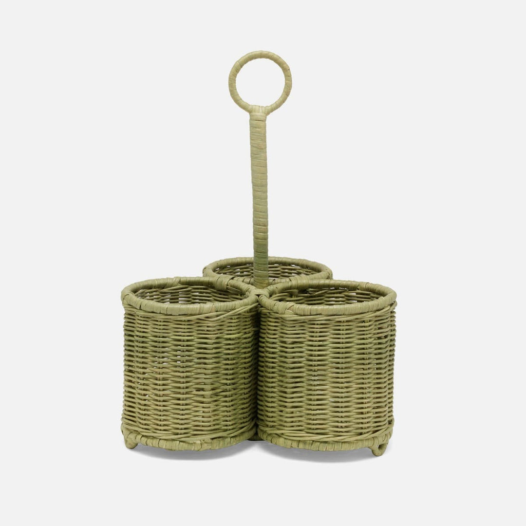 Micaela Mint Green Wine Caddy Rattan