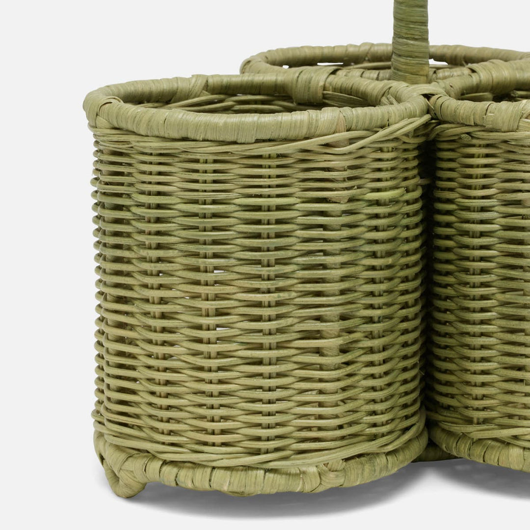 Micaela Mint Green Wine Caddy Rattan
