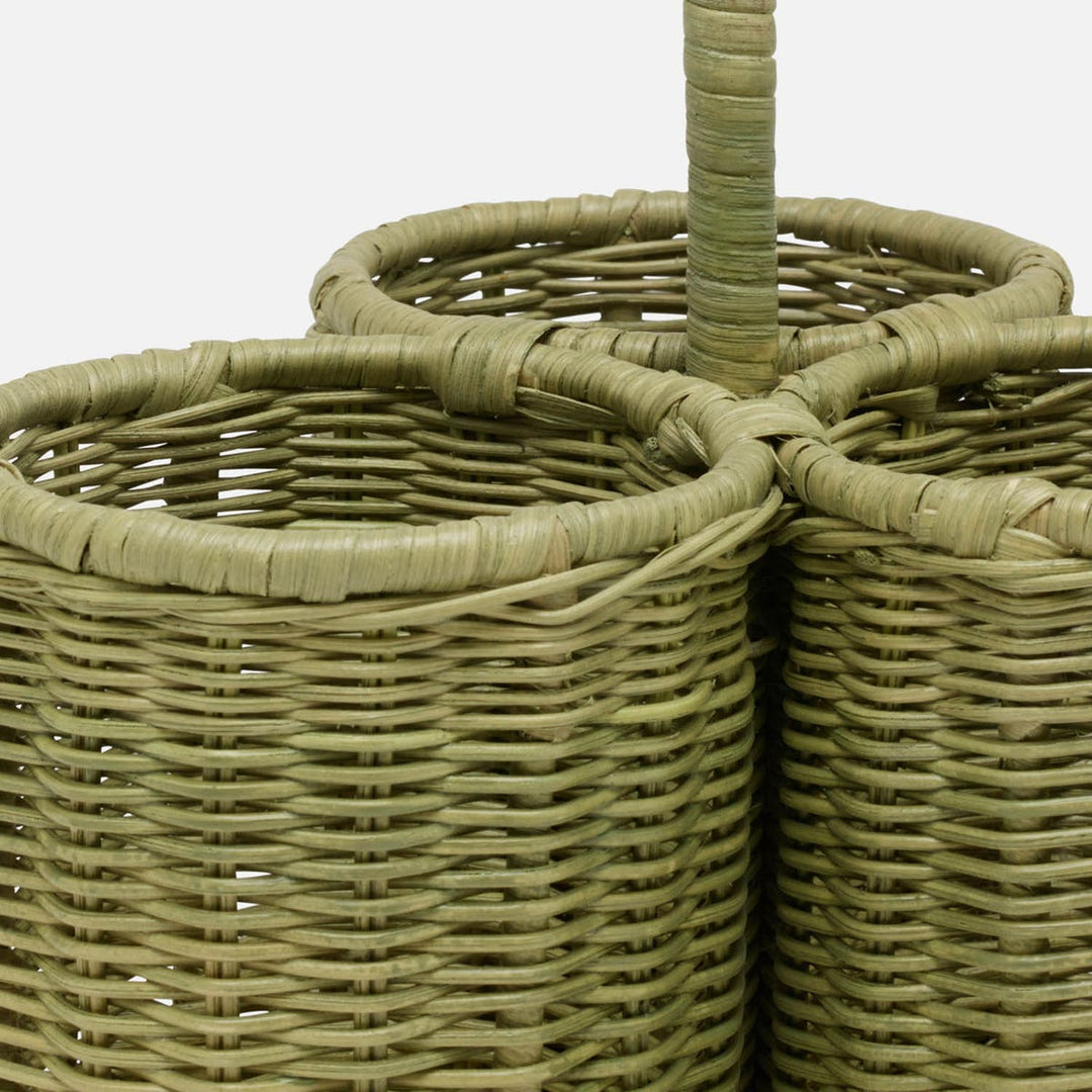 Micaela Mint Green Wine Caddy Rattan