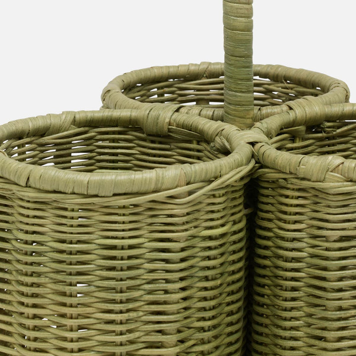 Micaela Mint Green Wine Caddy Rattan