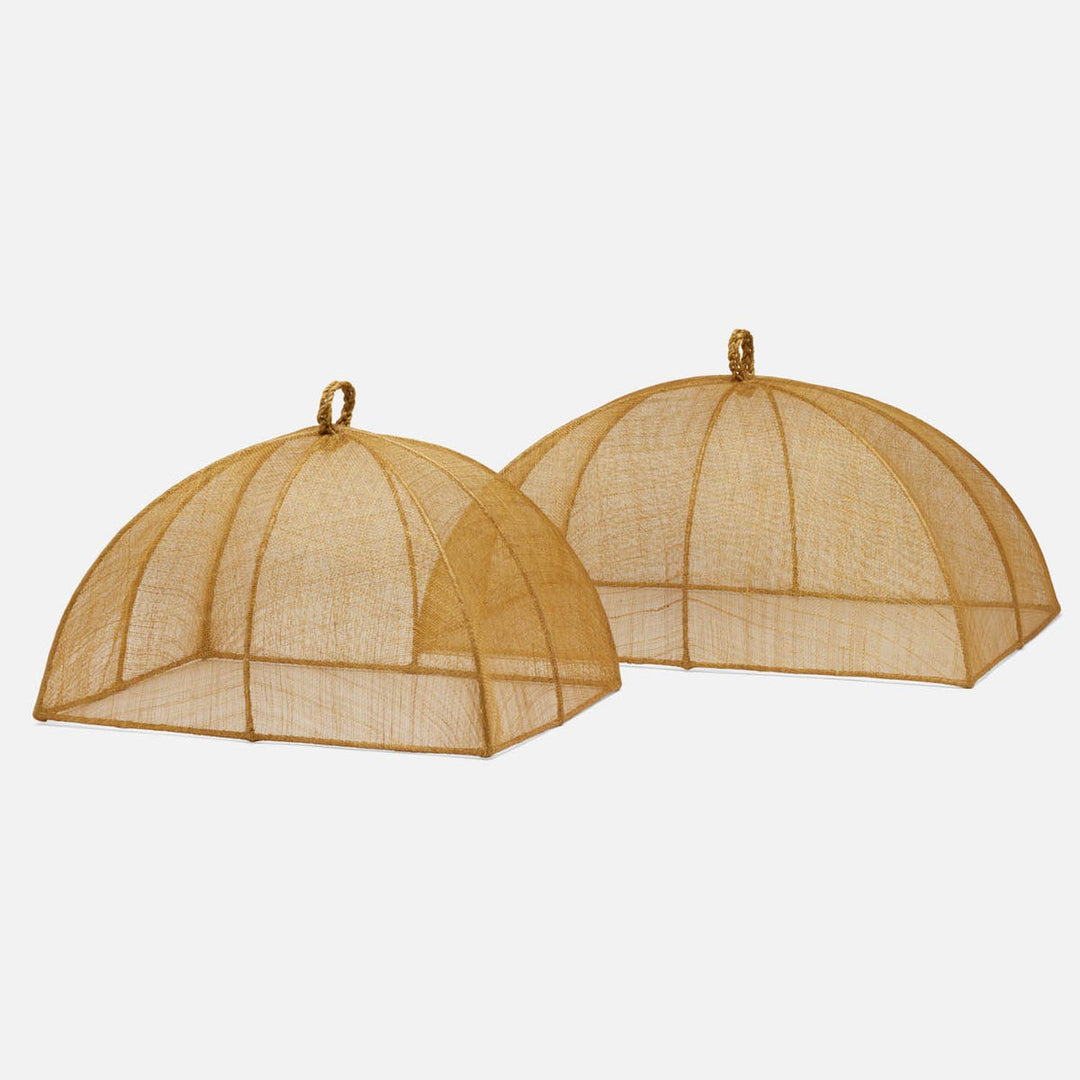 Rachel Light Brown Food Cover Rectangular Sinamay Set/2