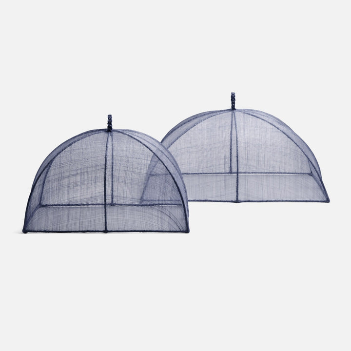 Rachel Slate Blue Food Cover Rectangular Sinamay Set/2