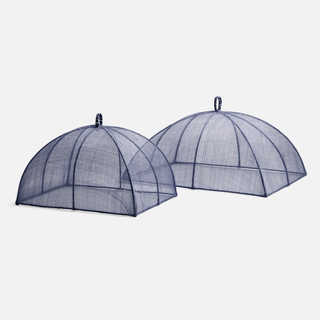 Rachel Slate Blue Food Cover Rectangular Sinamay Set/2