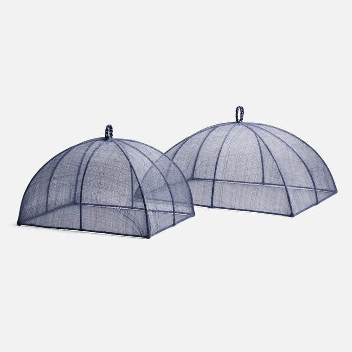 Rachel Slate Blue Food Cover Rectangular Sinamay Set/2