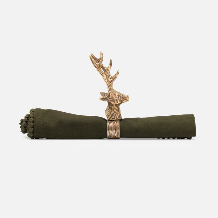 Rudolph Antique Brass Reindeer Napkin Ring Pack/4