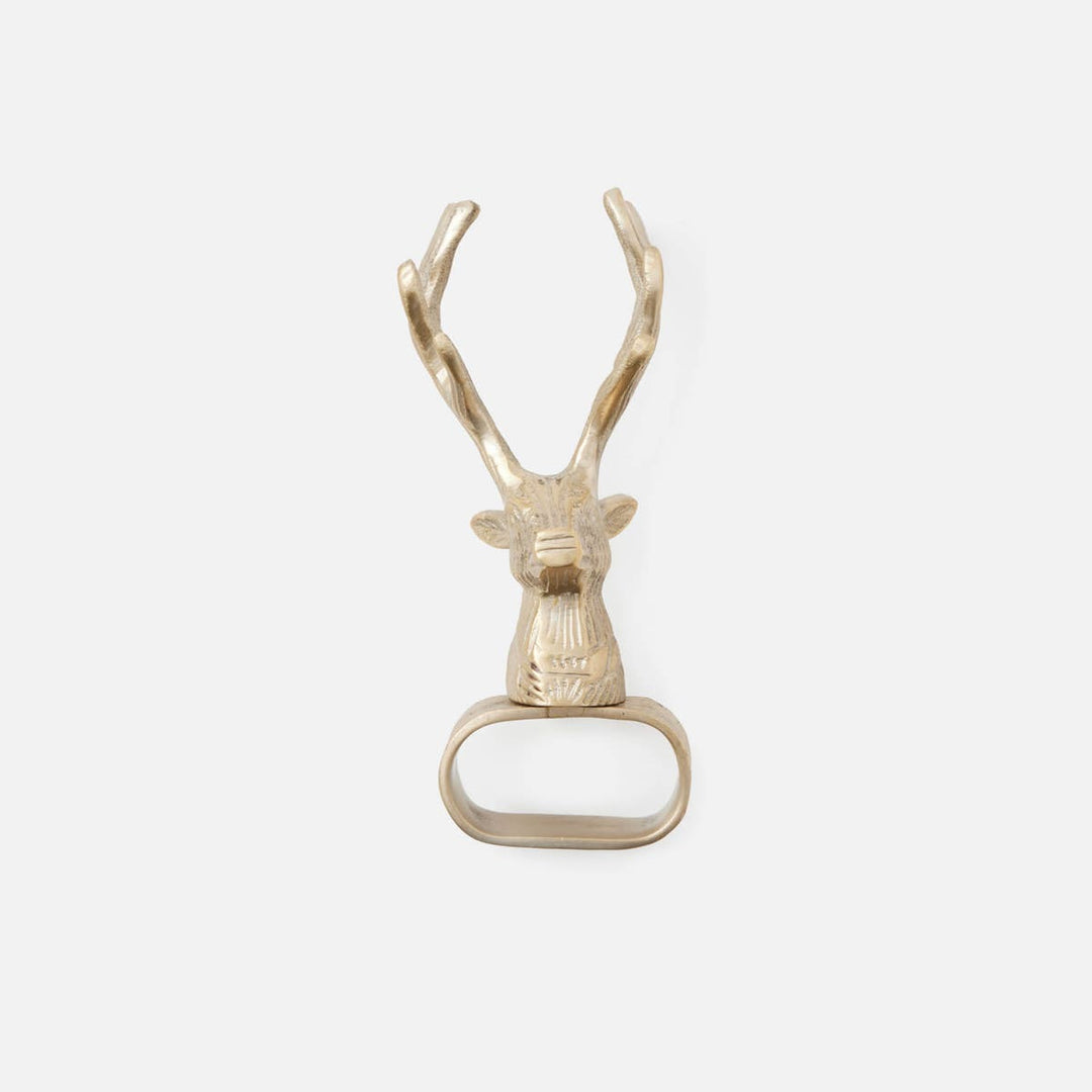 Rudolph Tarnish Silver Reindeer Napkin Ring Pack/4