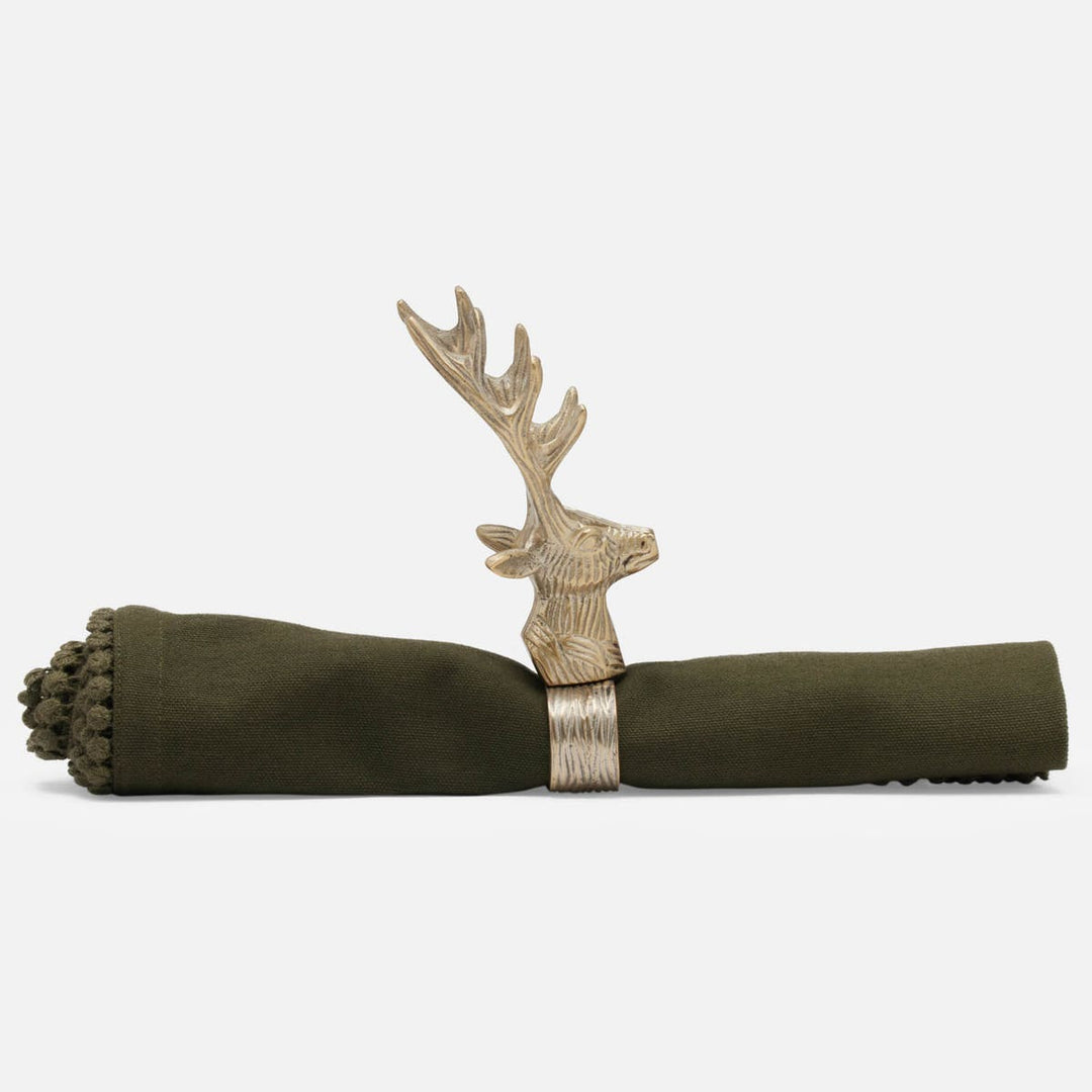 Rudolph Tarnish Silver Reindeer Napkin Ring Pack/4