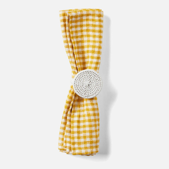 Tanya Polished White Napkin Ring Rattan Boxed Set Of 4