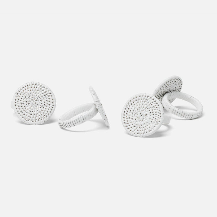 Tanya Polished White Napkin Ring Rattan Boxed Set Of 4