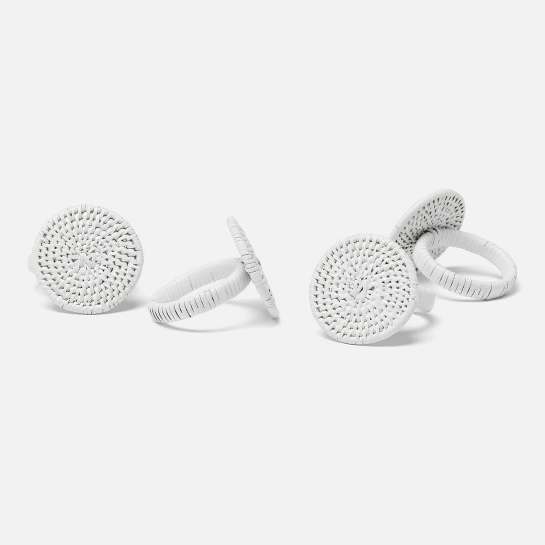 Tanya Polished White Napkin Ring Rattan Boxed Set Of 4