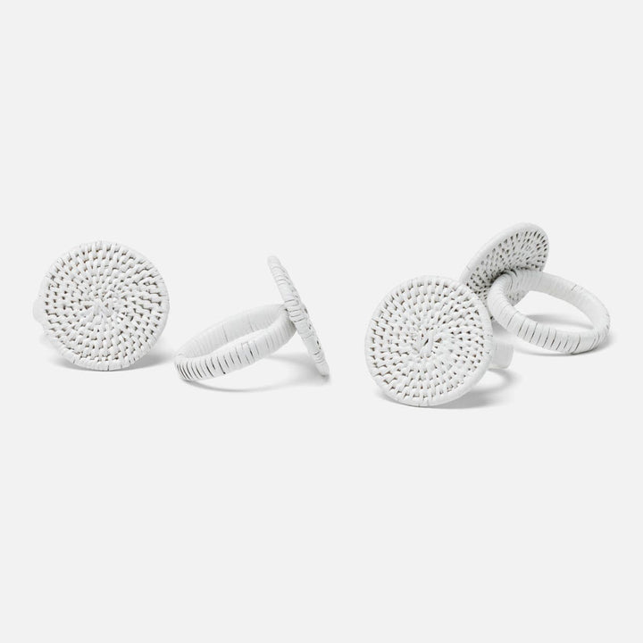 Tanya Polished White Napkin Ring Rattan Boxed Set Of 4