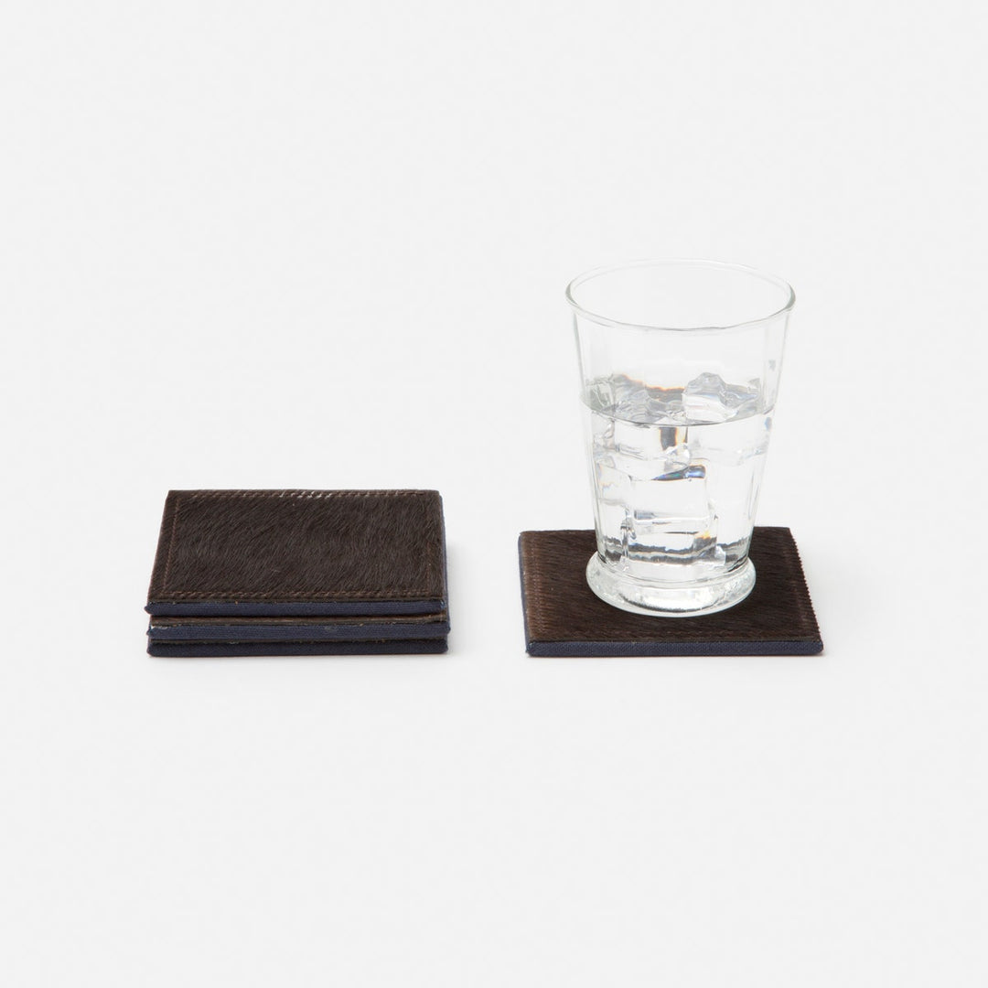 Tanner Dark Brown Square Coasters Boxed Set Of 4