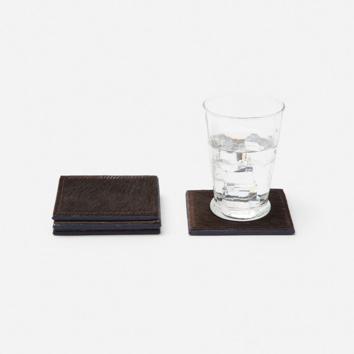 Tanner Dark Brown Square Coasters Boxed Set Of 4