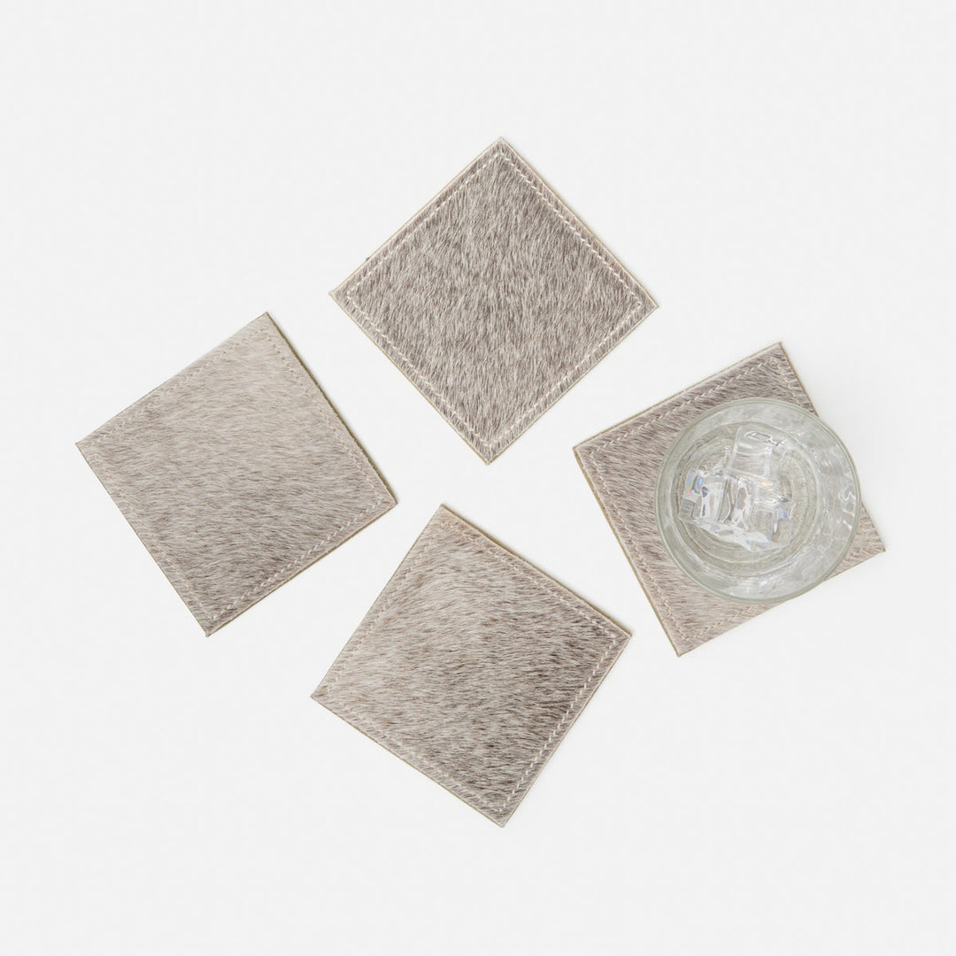 Tanner Gray Square Coasters Boxed Set Of 4