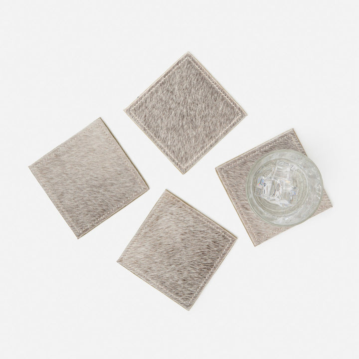 Tanner Gray Square Coasters Boxed Set Of 4