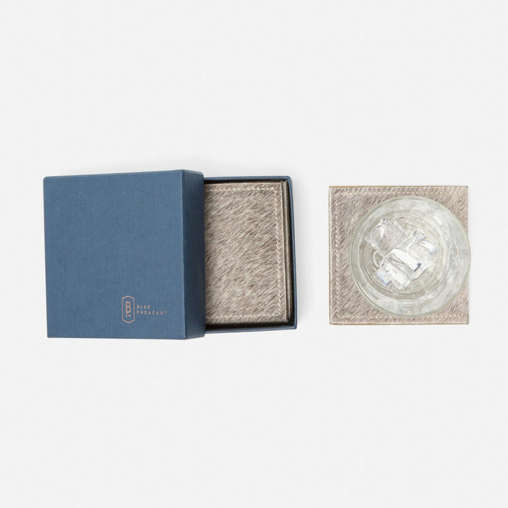 Tanner Gray Square Coasters Boxed Set Of 4