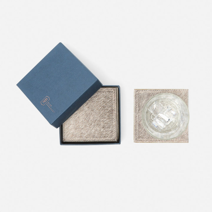 Tanner Gray Square Coasters Boxed Set Of 4