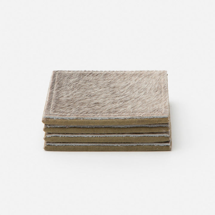 Tanner Gray Square Coasters Boxed Set Of 4