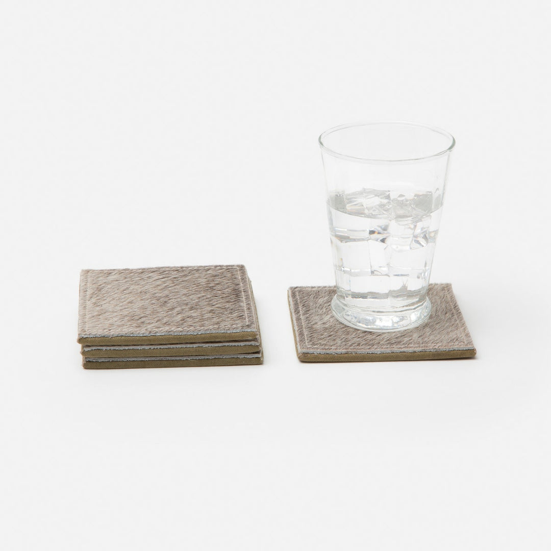 Tanner Gray Square Coasters Boxed Set Of 4