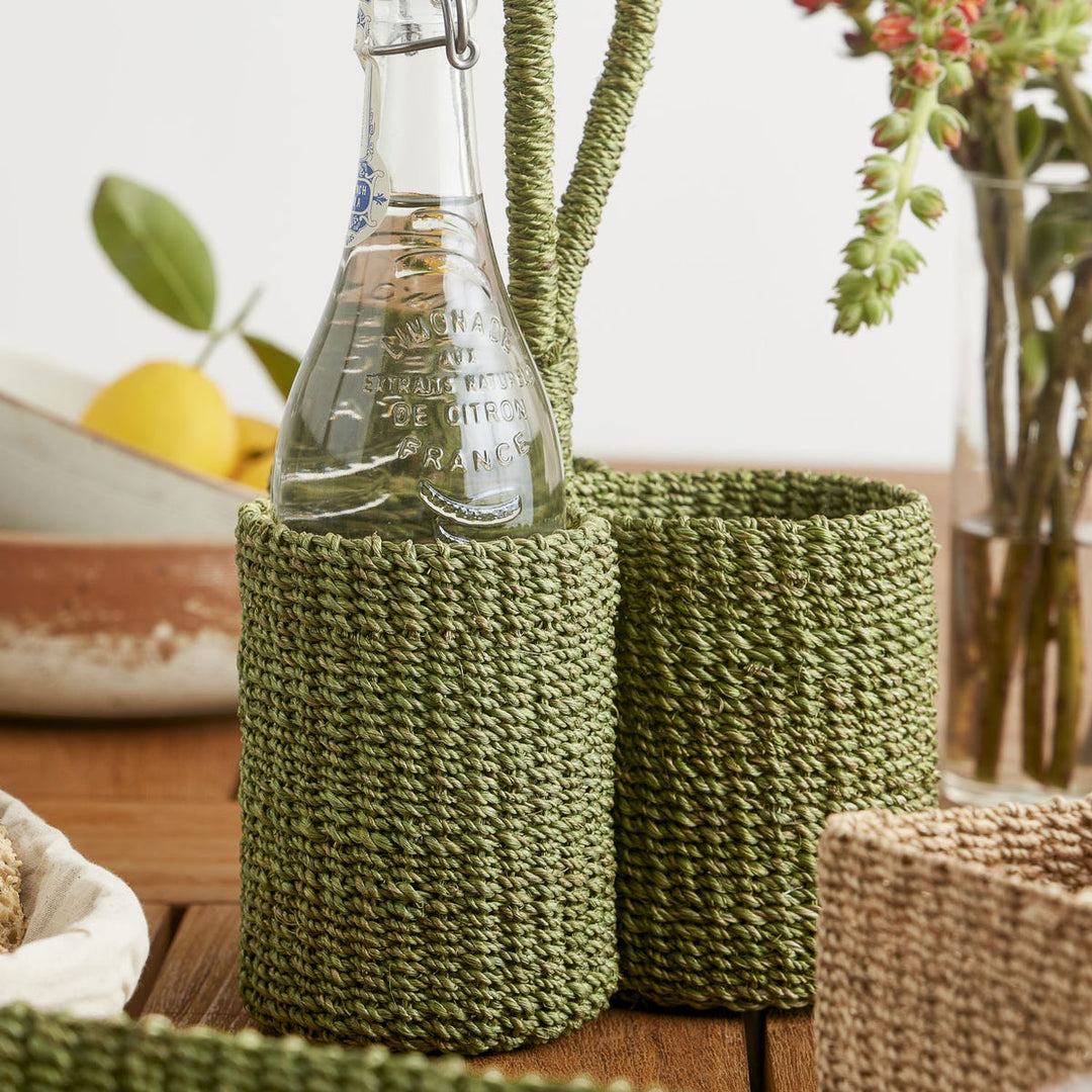 Voru Green Wine Caddy Abaca Fiber